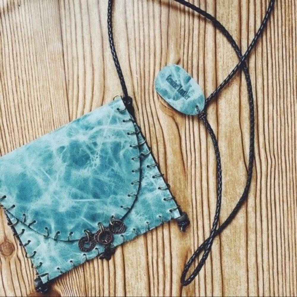 Handmade Genuine Leather Mini Flat Crossbody Purse